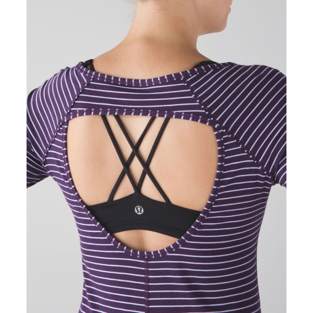 Lululemon Physically Fit Long Sleeve Tee Parallel Stripe Deep Zinfandel 6 - Picture 3 of 9